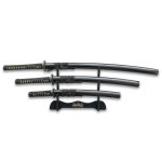 SHIKOTO LONQUAN MASTER TOUCHSTONE THREE-PIECE SWORD SET - KATANA, WAKIZASHI, TANTO, T10 HIGH CARBON STEEL BLADES, CLAY-TEMPERED - Image 4