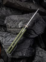 We Knife Company Ben Petersen Banter Folding Knife 2.9" S35VN Stonewashed Spear Point Blade, OD Green G10 Handles - 2004D - Image 12