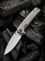 We Knife Co Subjugator Grey Titanium Handle Satin Finished CPM 20CV Blade WE21014C-1