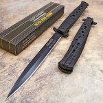 TAC-FORCE Huge Classic Big Boy Stiletto Pocket Knife 12.5" Overall Blackout Version - TF-547BK