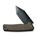 CIVIVI Bhaltair Flipper & Thumb Stud Knife Green Burlap Micarta Handle (3.98" Black 14C28N Blade) C23024-3 - Image 8