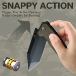 CIVIVI Bhaltair Flipper & Thumb Stud Knife Green Burlap Micarta Handle (3.98" Black 14C28N Blade) C23024-3 - Image 3