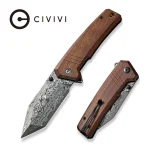 CIVIVI Bhaltair Flipper & Thumb Stud Knife Guibourtia Wood Handle (3.98" Damascus Blade) C23024-DS1