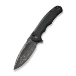 CIVIVI Button Lock Praxis Flipper Knife Black Aluminum Handle (3.75" Damascus Blade) C18026E-DS1 - Image 3