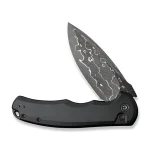 CIVIVI Button Lock Praxis Flipper Knife Black Aluminum Handle (3.75" Damascus Blade) C18026E-DS1 - Image 2
