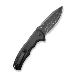 CIVIVI Button Lock Praxis Flipper Knife Black Aluminum Handle (3.75" Damascus Blade) C18026E-DS1 - Image 4
