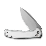 CIVIVI Button Lock Praxis Flipper Knife Silver Aluminum Handle (3.75" Satin Finished Nitro-V Blade) C18026E-2 - Image 4