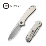CIVIVI Elementum Flipper Knife Frag Patterned Ivory G10 Handle (2.96" Satin Finished D2 Blade) C907A-3