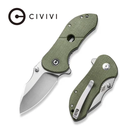 CIVIVI Gordo Flipper Knife Olive Canvas Micarta Handle (2.51" Satin Finished D2 Blade) C22018C-2