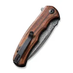 CIVIVI Mini Praxis Flipper Knife Guibourtia Wood Handle (2.98" Black Hand Rubbed Damascus Blade) C18026C-DS1 - Image 4
