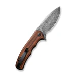 CIVIVI Mini Praxis Flipper Knife Guibourtia Wood Handle (2.98" Black Hand Rubbed Damascus Blade) C18026C-DS1 - Image 9