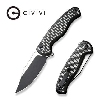 CIVIVI Stormhowl Flipper & Button Lock Knife Aluminum Handle (3.3" 2- Tone Nitro-V Blade ) C23040B-1