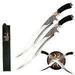 FANTASY MASTER - ELF WARRIOR DUAL SHORT SWORDS WITH DISPLAY STAND - FM-411