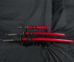 Handforged 1045 Carbon Steel Samurai Daisho Sword Set - Red Saya - Image 2