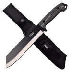 Elk Ridge ' EVOLUTION ' - Outdoors Fixed Blade Machete - 14.75"- Overall, Black Stainless Steel Blade. Micarta Handle. Nylon Sheath, Camping, Hunting, Survival - ERE-MHT001M-BK