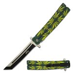 Master USA Quick Opening Folding Knife Tanto Blade 3.75" Weed Design -
