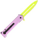 Folding Knife Pocket Knife - Vibrant Yellow and Pink Linerlock Lock Knife - 309PY - Image 6