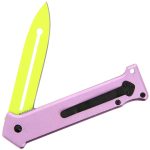 Folding Knife Pocket Knife - Vibrant Yellow and Pink Linerlock Lock Knife - 309PY - Image 3