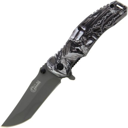 Golan Black & White Folding Knife with Ferryman Handle - GOL-539BK