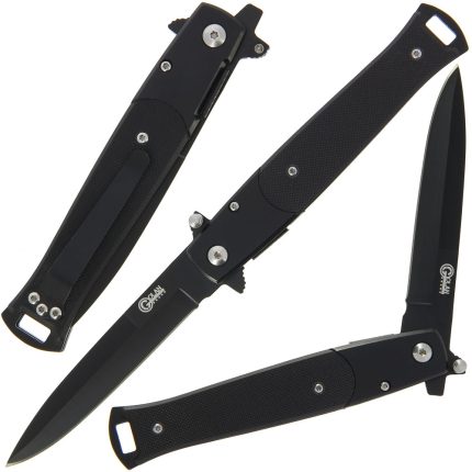 The Godfather Stiletto Lock Knife – Black G10 Handle