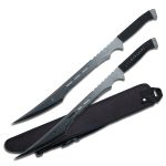 Fantasy Spartan Sword Blackout Version - Serrated Blade Two Piece Set - HK-741