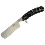 Master USA Quick Opening Folding Knife Straight Razor 3.75" Blade Black Widow Spider Design - - Image 4