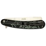 Master USA Quick Opening Folding Knife Straight Razor 3.75" Blade Black Widow Spider Design - - Image 3