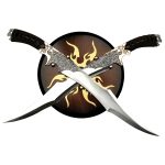 FANTASY MASTER - ELF WARRIOR DUAL SHORT SWORDS WITH DISPLAY STAND - FM-411 - Image 2