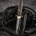 MTech USA Black & Tan Fixed Blade Dagger Neck Knife - MX-8059TN