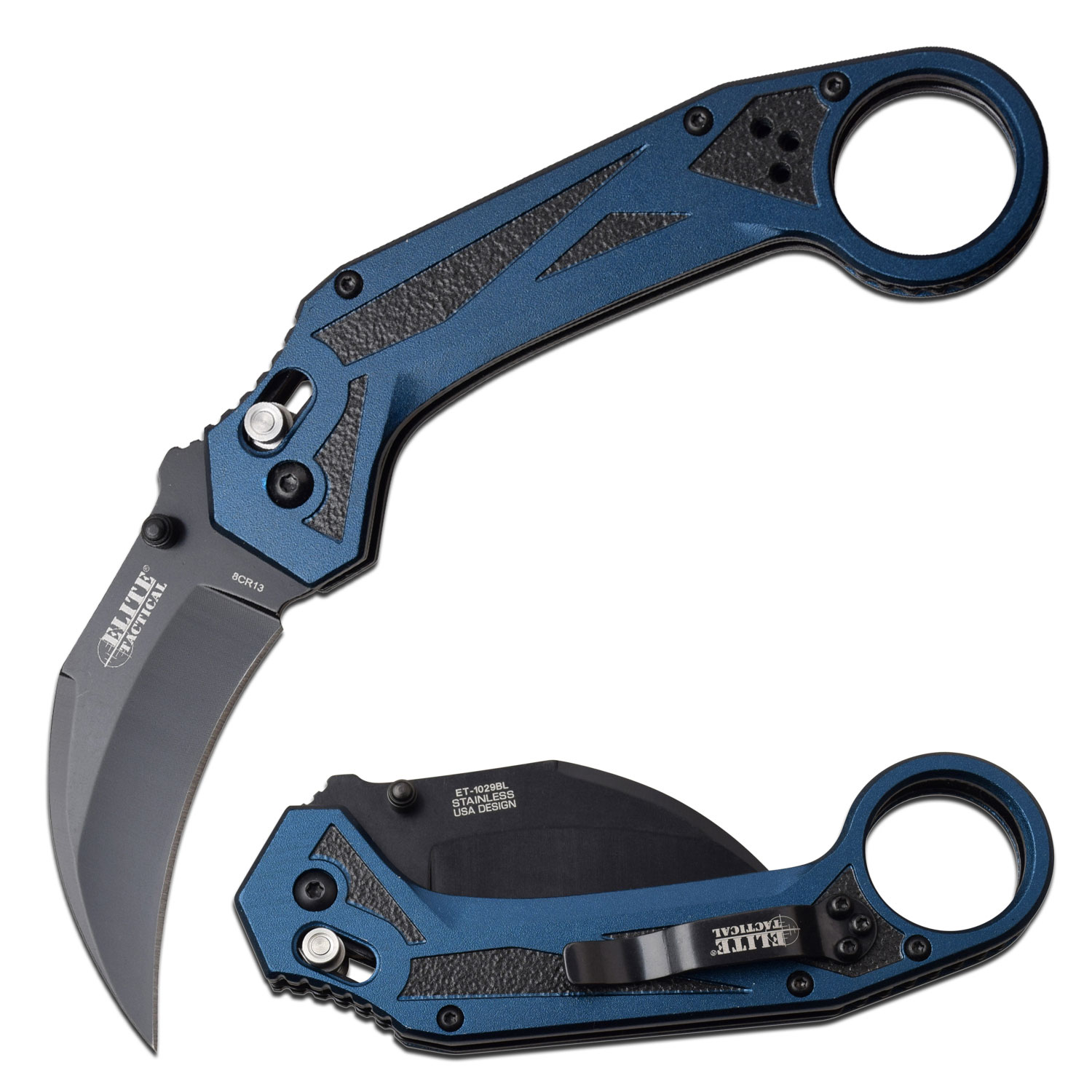 no2ra17mvsik5jq6h6sp_adogkcbt62gfg5e1 Elite Tactical Rapid Lock Knife with Blue and Black Aluminium Handle - 1029BL - Image 1