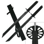BladesUSA Fantasy Twin Ninja Swords, Two-Piece Set, Black, 28-Inch Overall - HK-6183