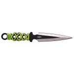 Z-Hunter Throwing Knife Set and Target Board - Set of 3 Knives, Black/Satin Steel Blades w/Bio Hazard Graphic, Green Cord Wrapped Handles, Full Tang, Target Board and Nylon Sheath - ZB-155SET - Image 2
