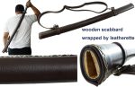 Tactical Hand Forged 41? 1045 Carbon Steel Samurai Sword with Brown Leather Sheath w/ Shoulder Strap - T64019 - Image 2