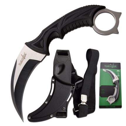 Survivor The Vested Tactical Karambit -7Cr13MoV Steel - Nylon Sheath W/ Shoulder Harness - SV-FIX014CS
