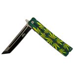 Master USA Quick Opening Folding Knife Tanto Blade 3.75" Weed Design - - Image 3