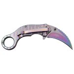 TAC Force- Folding Pocket Knife – Rainbow TiNite and Satin Finish Stainless Steel Hawkbill Blade and Handle with Pocket Clip, Liner Lock, Tactical, EDC, Rescue - TF-952RB - Image 3