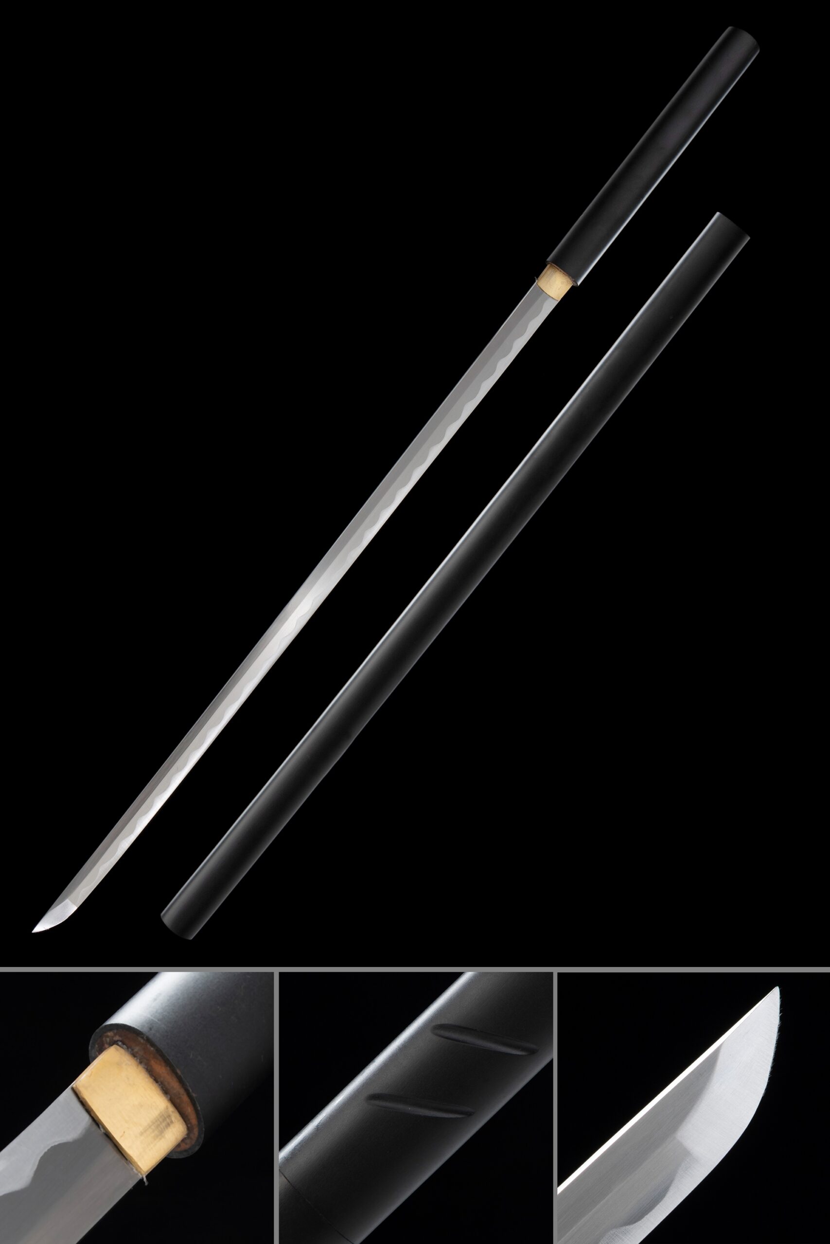 zatoichi-sword-blind-fury-zatoichi-stick-cane-sword-with-black-scabbard--scaled Ryujin Hand Forged Samurai Zatoichi / Blind Swordsman Sword- High Carbon Steel Blade - T64080BK - Image 1