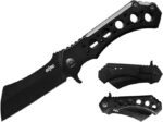 S-TEC Giant 12 ” Ball Bearing Cleaver Folding Pocket Knife Solid 3CR13 Steel Blackout version – TS004BK-L