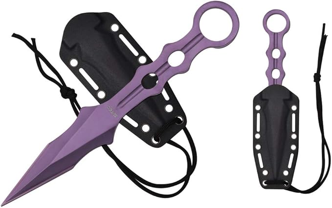 S-TEC 9″ Tactical Throwing Knife. 4mm Thick Cool Purple blade – TS200PU