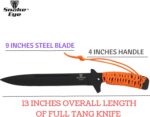 Snake Eye Tactical Fixed Blade Knife –Black Stainless Steel Blade, Cord Wrapped Handle, Full Tang, Includes Nylon Sheath – Hunting, Camping, Survival, Tactical – YML06L-BKOR - Image 2