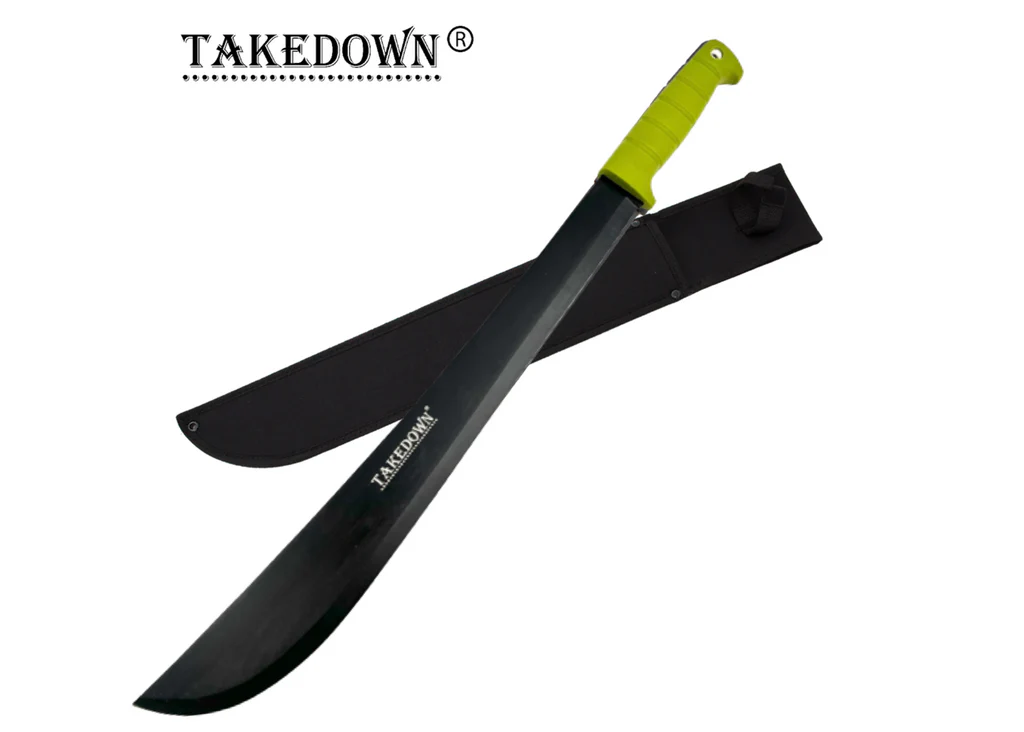 Untitleddesign_f5414d55-03d3-41e6-949c-7690803f0e4c_1024x 22″ Inch Takedown® ” Panga – Back Out” 5.5mm Thick Blade Green Handle – HK-22 – Pre Orders - Image 1