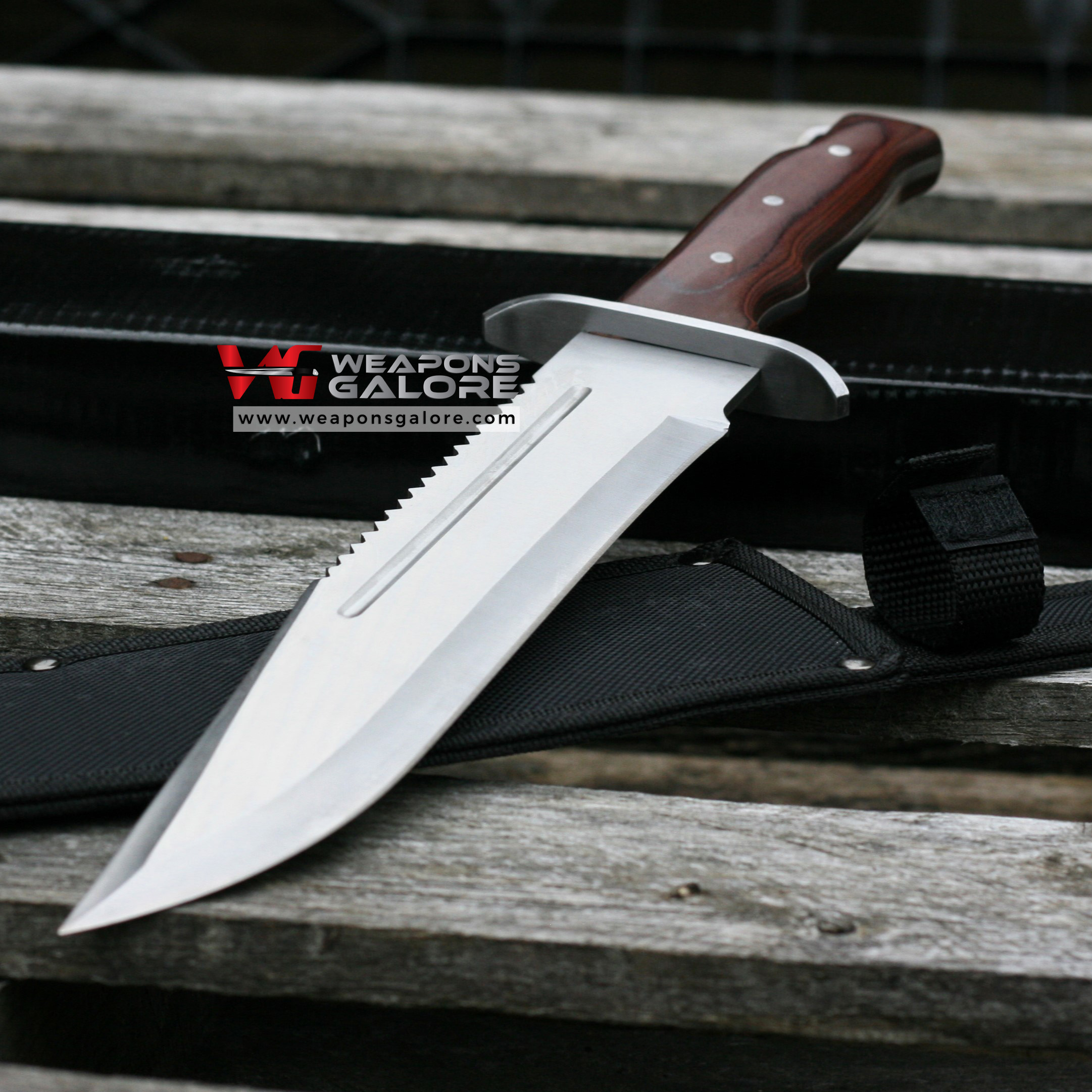 S-TEC 16″ Pakkawood Handle Hunting Bowie w/ Nylon Sheath – T224771